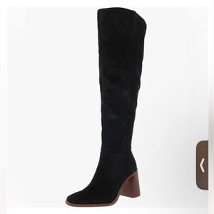 Vince Camuto Womens Englea Heel Square-toe Thigh-High Boots in Black, Size 8M